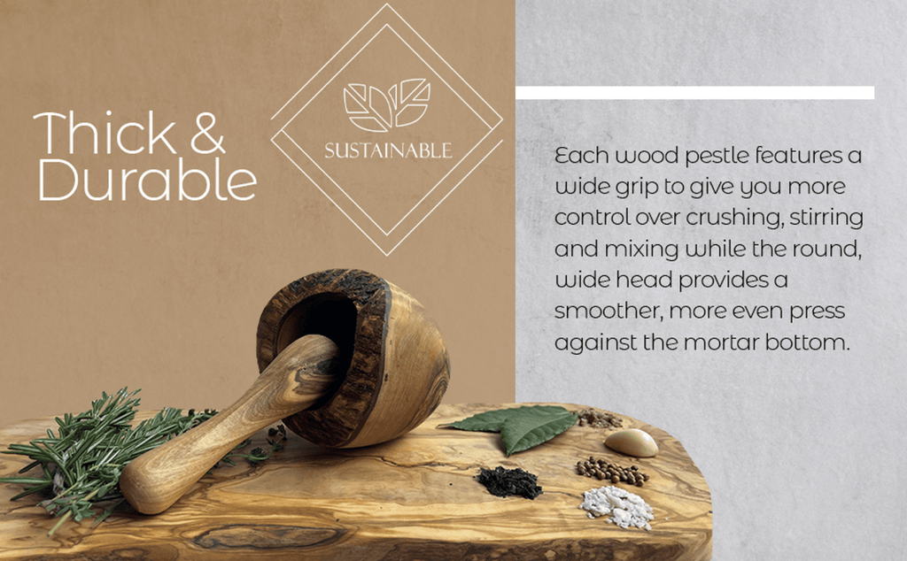 Olive Wood Rustic Mortar and Pestle - Printiful